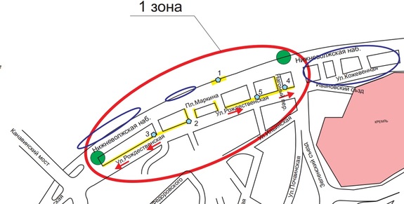 В Нижнем Новгороде начата организация платных парковок: схема по ул. Рождественской 1